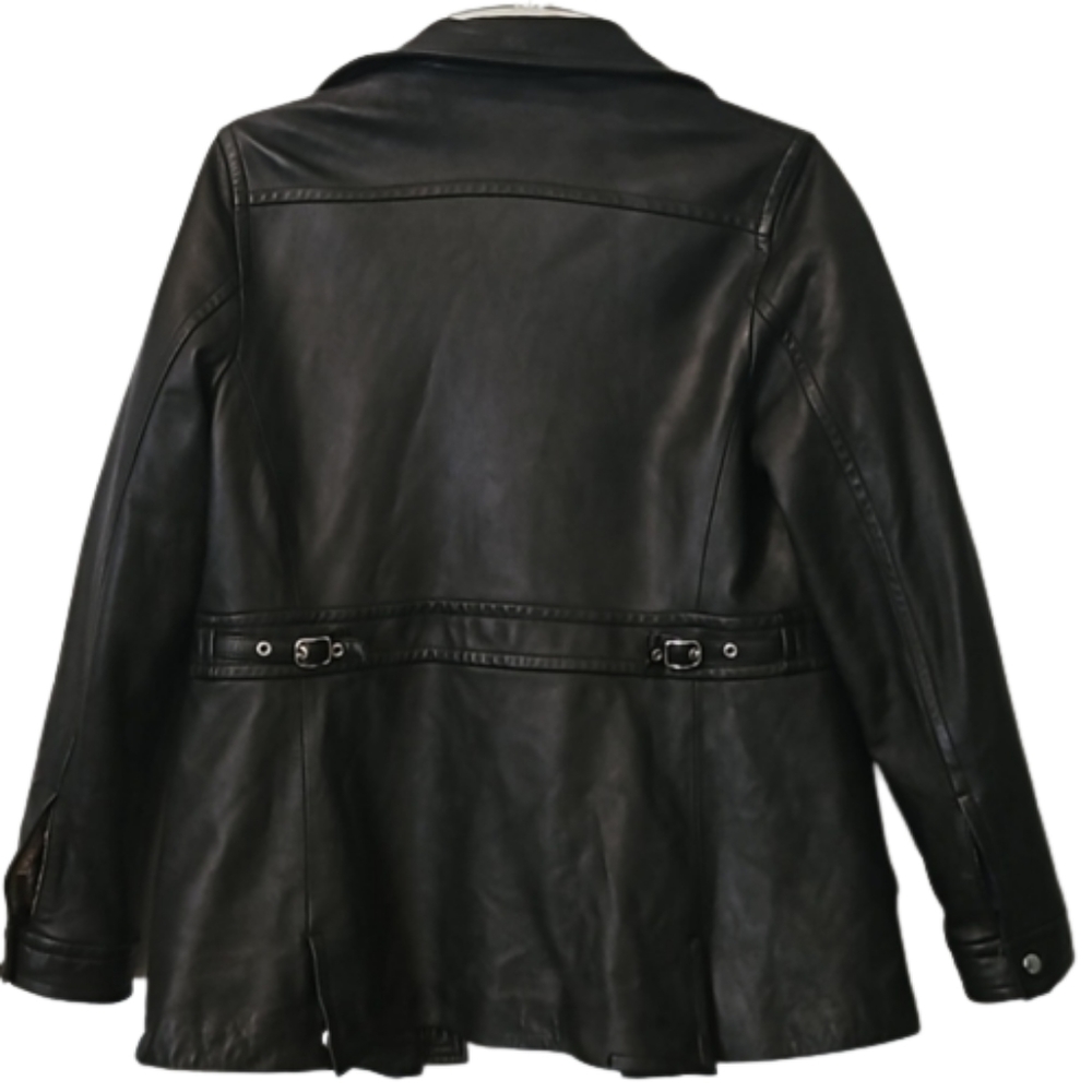 Coach black leather zipper front jacket - Picture 3 of 8